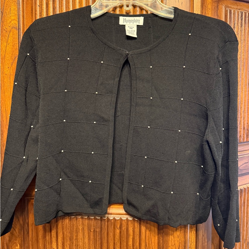 Hampshire Black Cardigan with Stud Accents
Size petite medium
Like new
